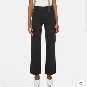 Mother The Straight Up Rambler Cargo Skimp Jean Pitch Black Sz 26 NEW
